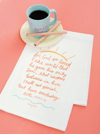 'For God So Loved' Flour Sack Towel