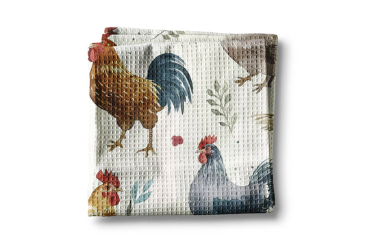 Chicken Collage Waffle Kitchen Towel
