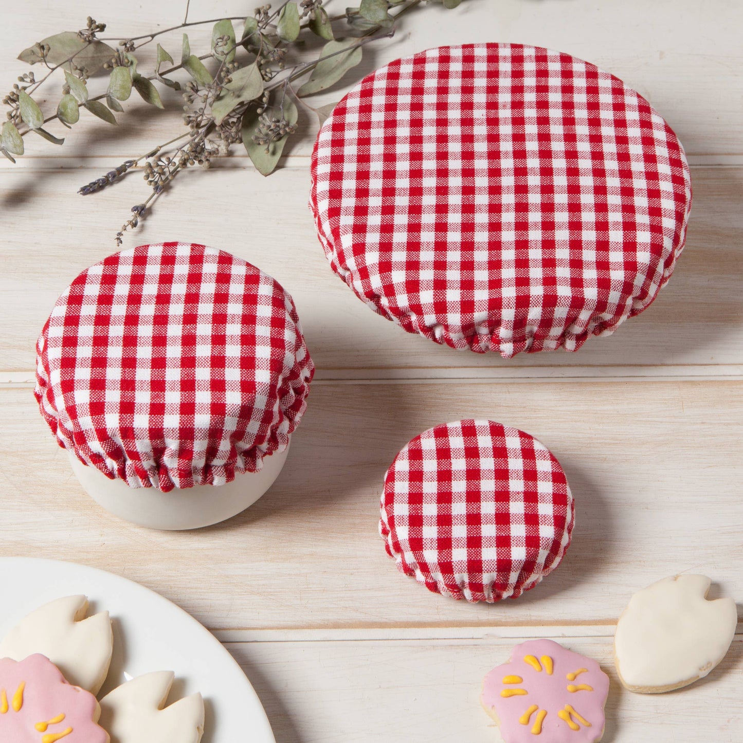 Gingham Mini Bowl Cover - Set of 3
