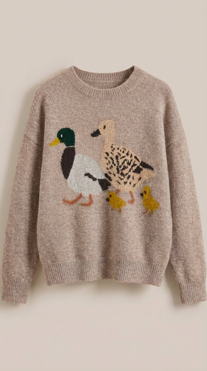 Mallard Duck Intarsia Knit Sweater