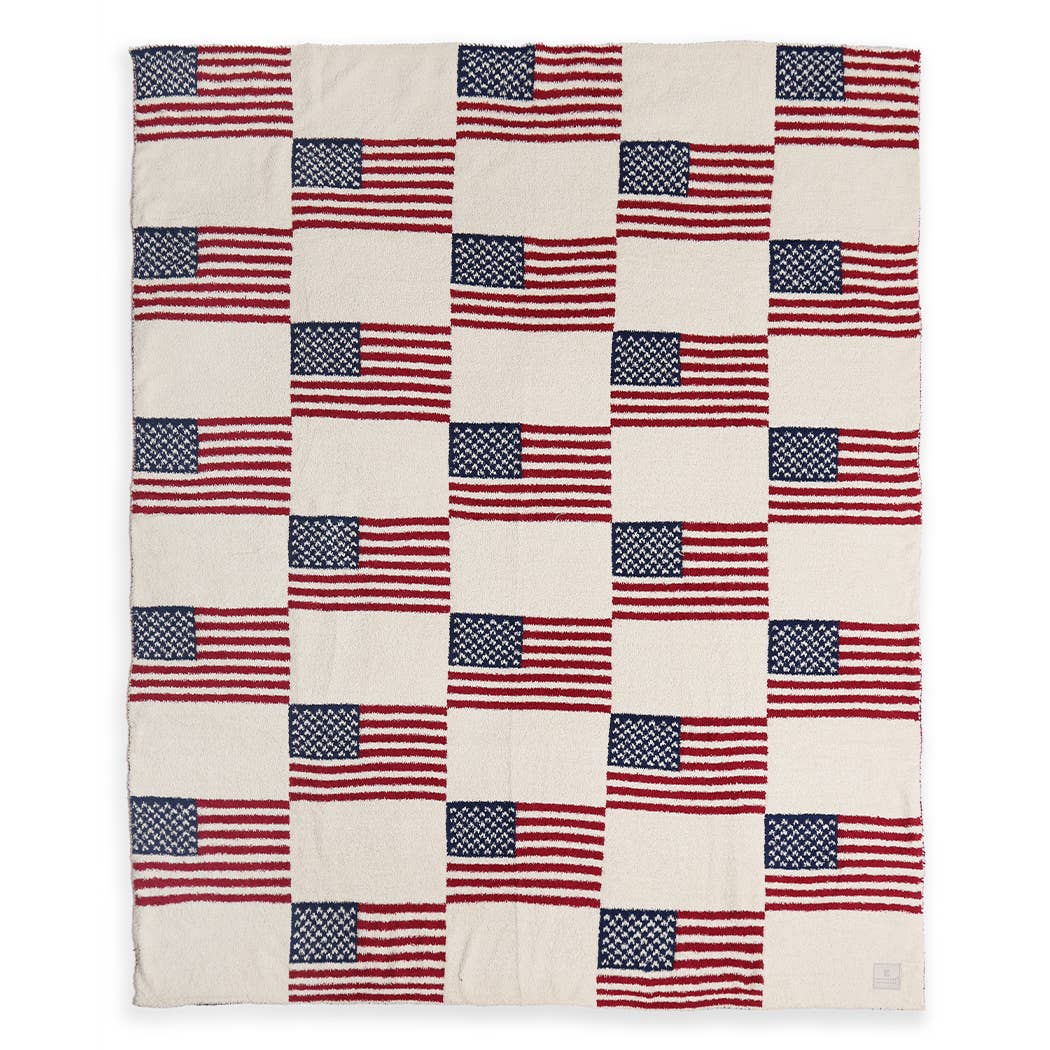 USA Flag Print Soft Throw Blanket
