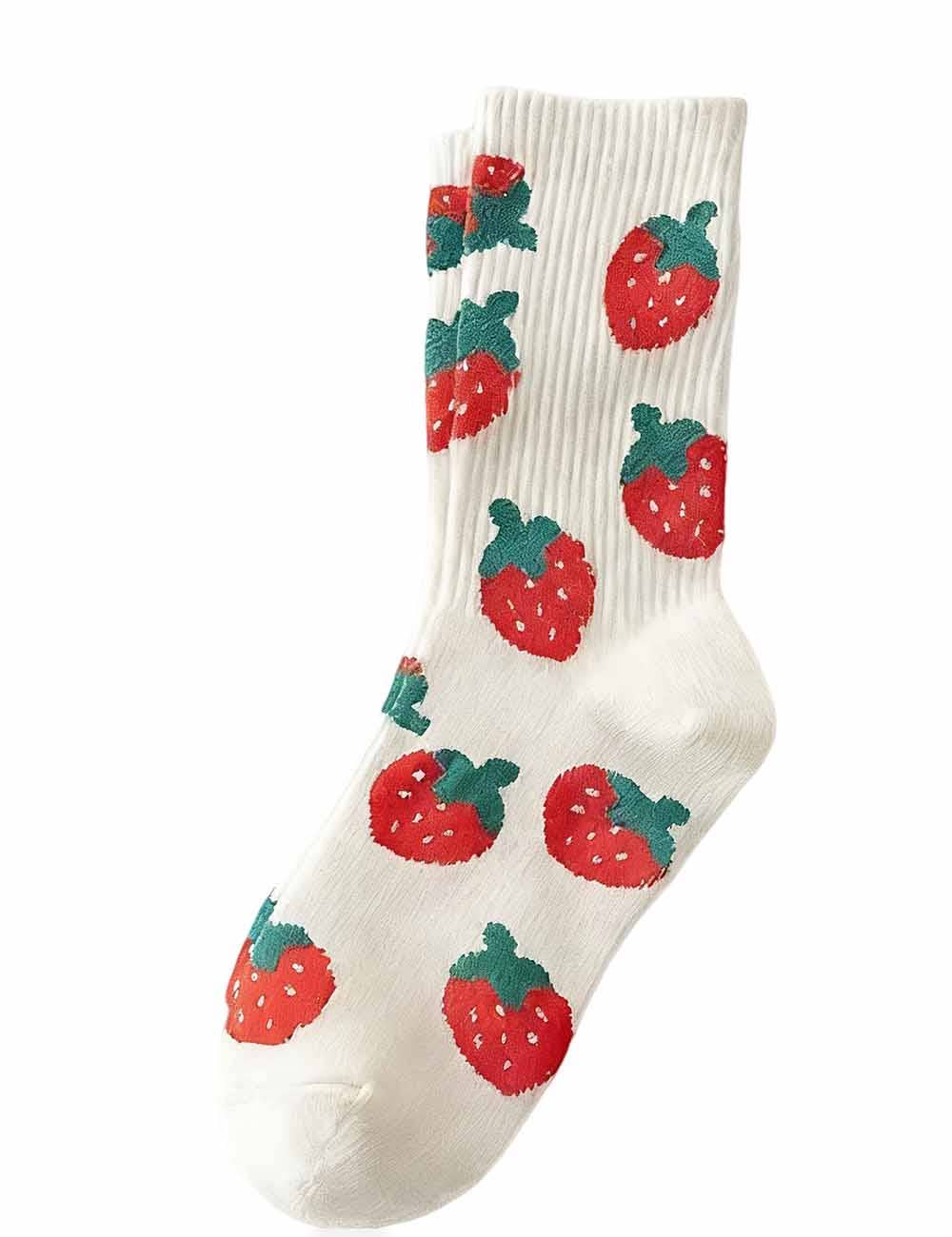 Strawberry Midi Calf Socks - Ladies