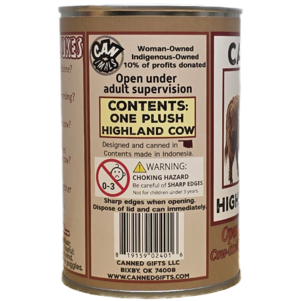 Canned Highland Cow | Plush w/ Jokes