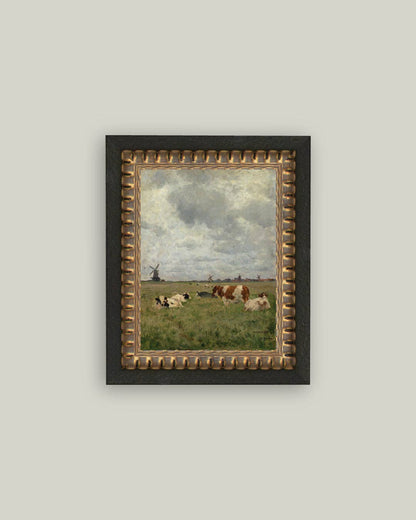 Cattle on the Pasture Framed Antique Art