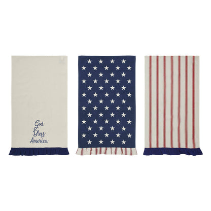 'God Bless America' Ruffled Tea Towel - Set of 3