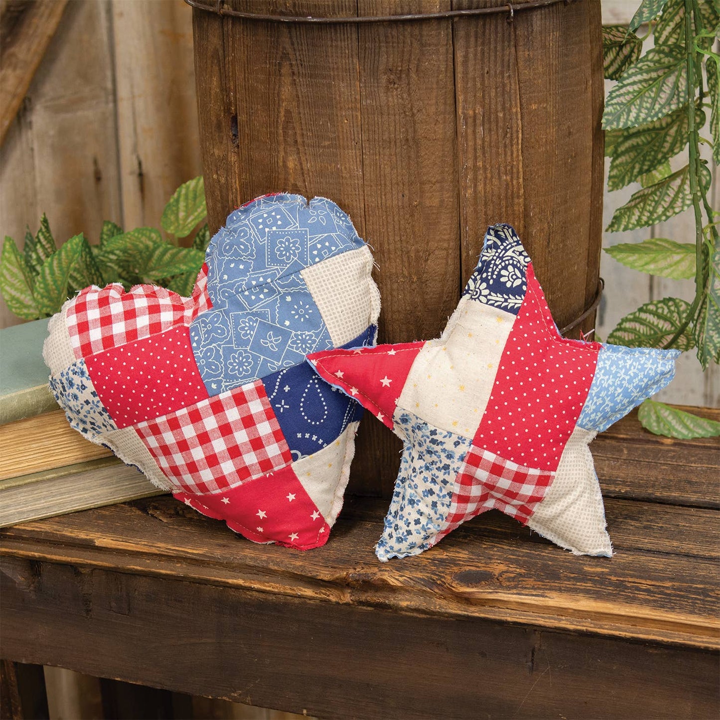 Patchwork Americana Heart Pillow