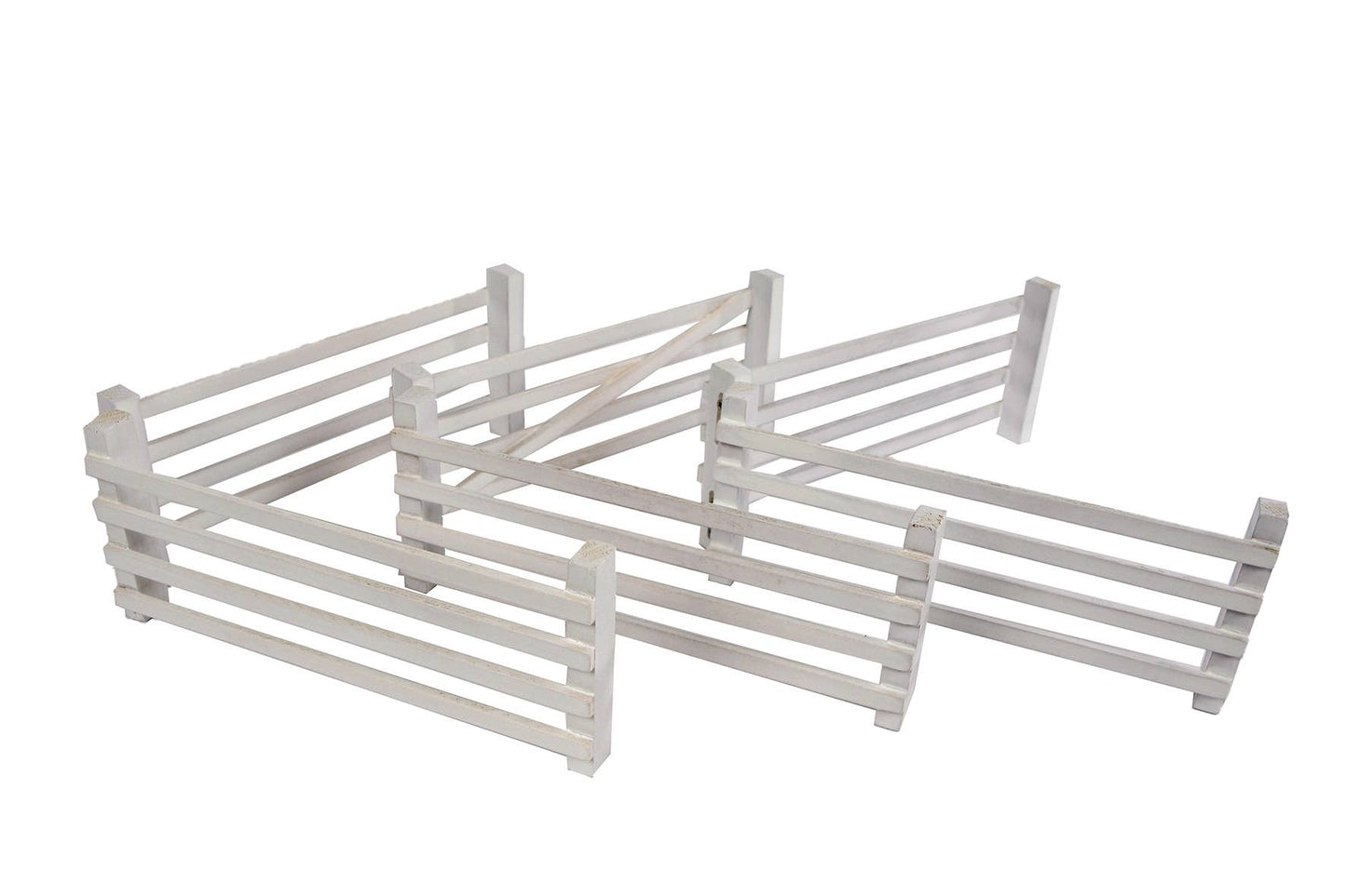 White Wooden Double Fences Set