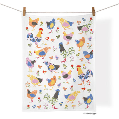 Hens & Chicks Tea Towel