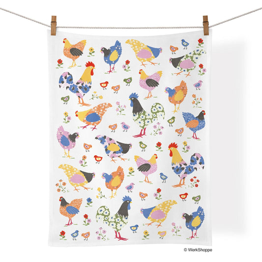 Hens & Chicks Tea Towel