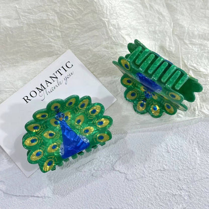 Peacock Hair Claw Clip