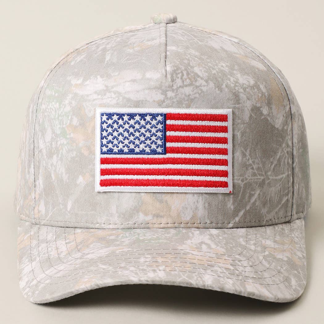 American Flag Embroidered Patch Camo Trucker Hat