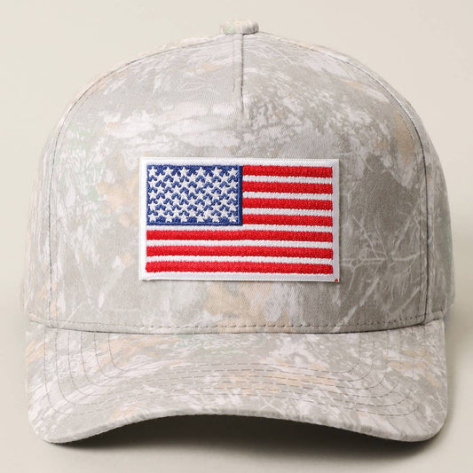 American Flag Embroidered Patch Camo Trucker Hat