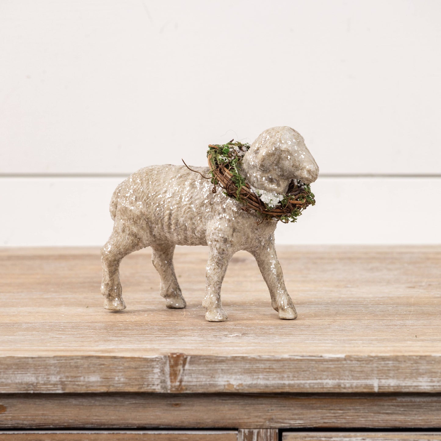 Sheep Figurine with Wreath