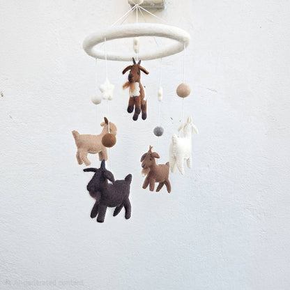 Goat Felt Baby Mobile
