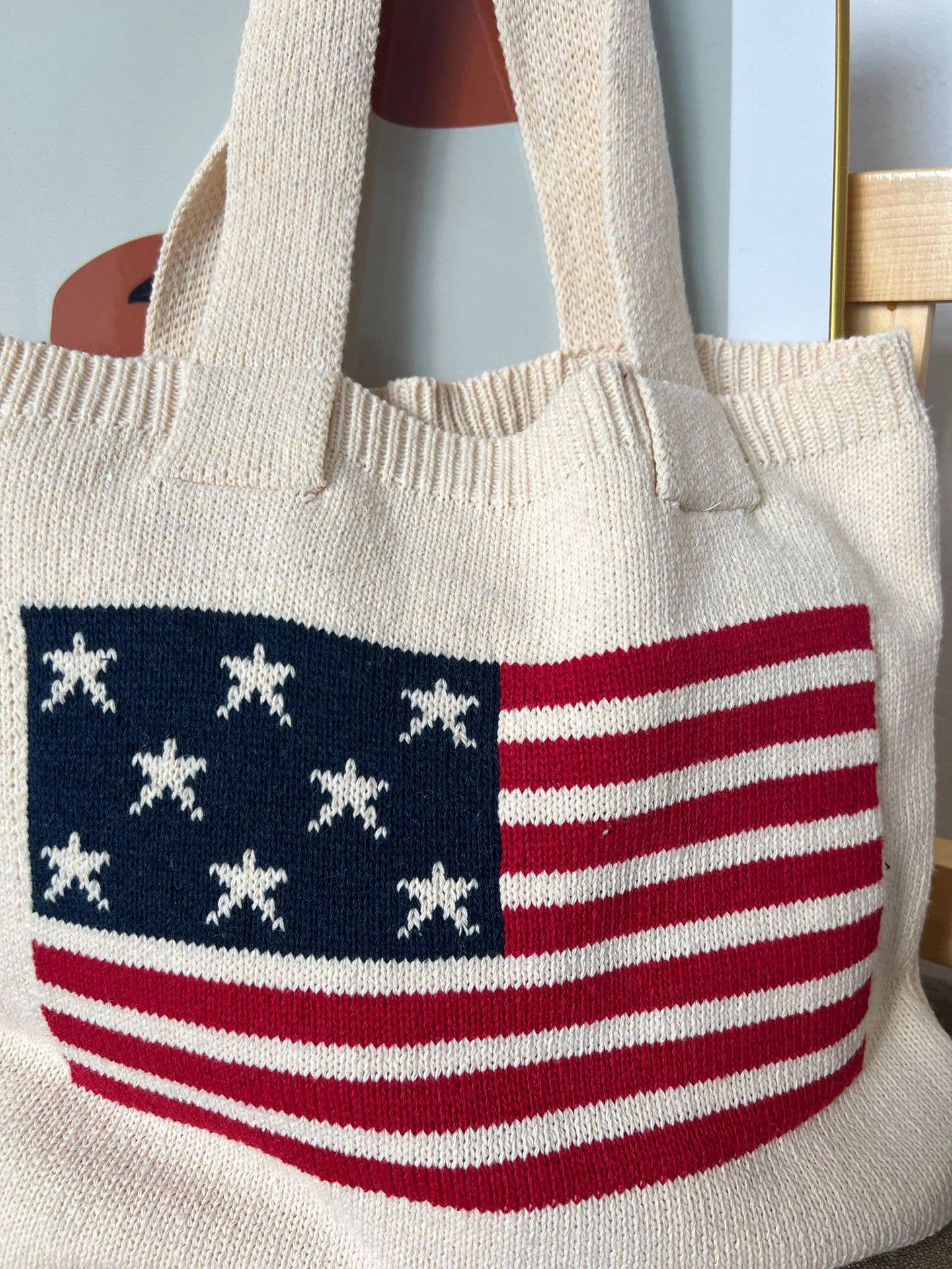 American Flag Square Tote Bag