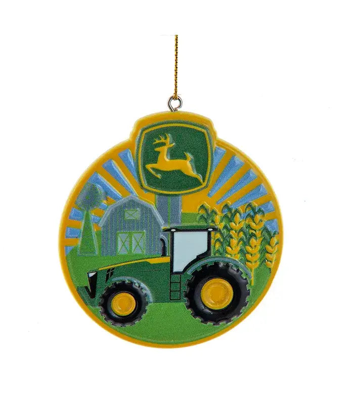 John Deere Tractor Round Ornament