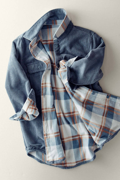 Plaid Lined Reversible Corduroy Flannel Shacket