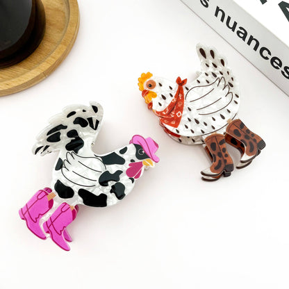Chicken Denim Hair Clip