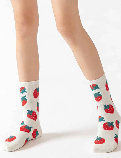 Strawberry Midi Calf Socks - Ladies