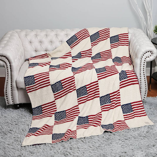 USA Flag Print Soft Throw Blanket