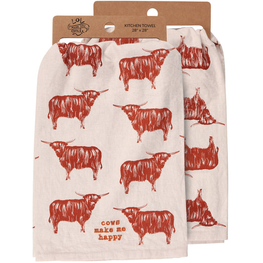 'Cows Make Me Happy' Kitchen Towel - American Farm Company