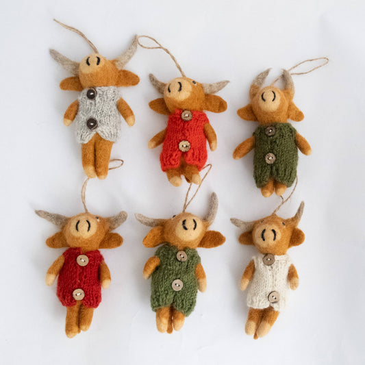 Highland Cow in Knit Sweater Ornament