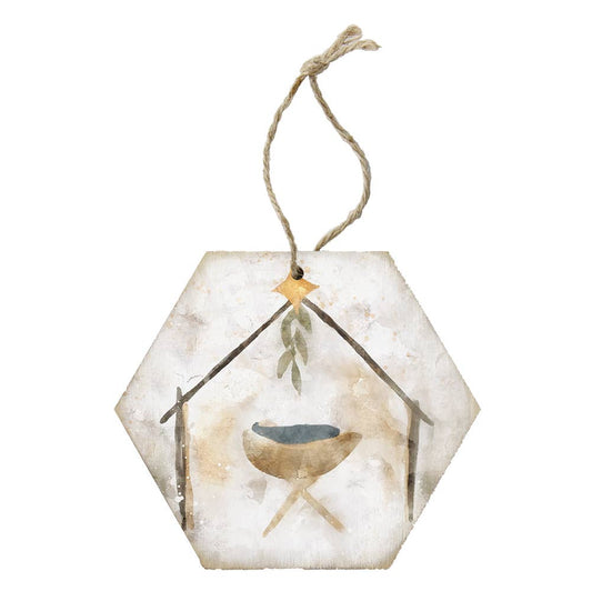 Watercolor Manger Ornament