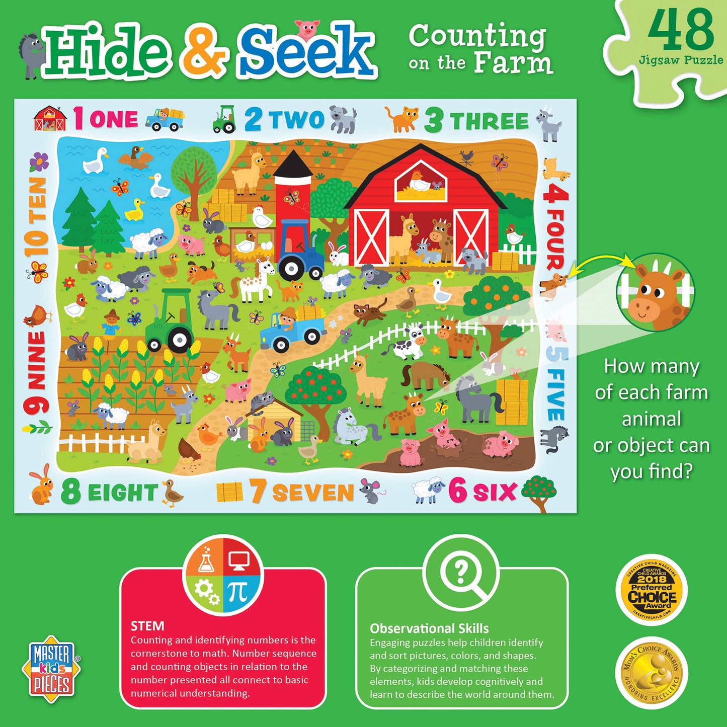 Hide & Seek - Counting on the Farm 48 Piece Puzzle