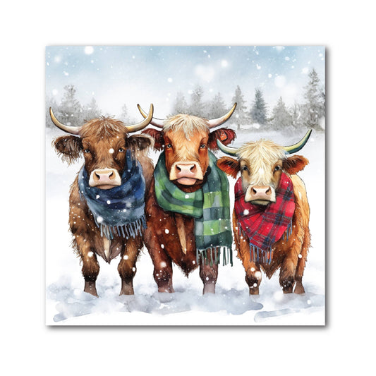 Highland Cows Christmas Coaster - Set of 4