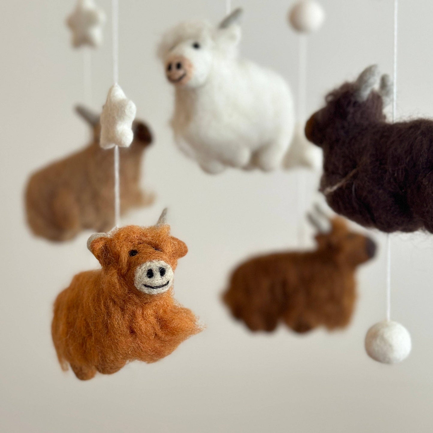 Highland Cow Felt Baby Mobile