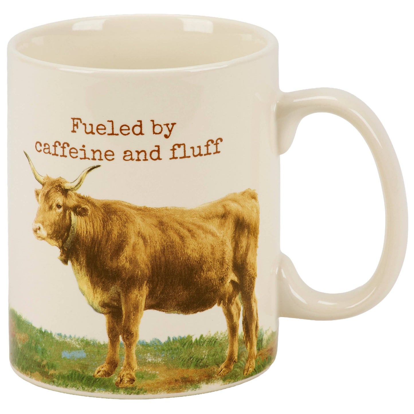 'Fueled By Caffeine And Fluff' Highland Mug