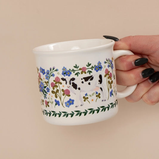 Milk Cows Folk Floral Mug