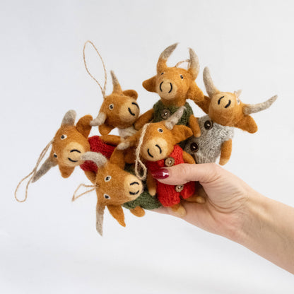 Highland Cow in Knit Sweater Ornament