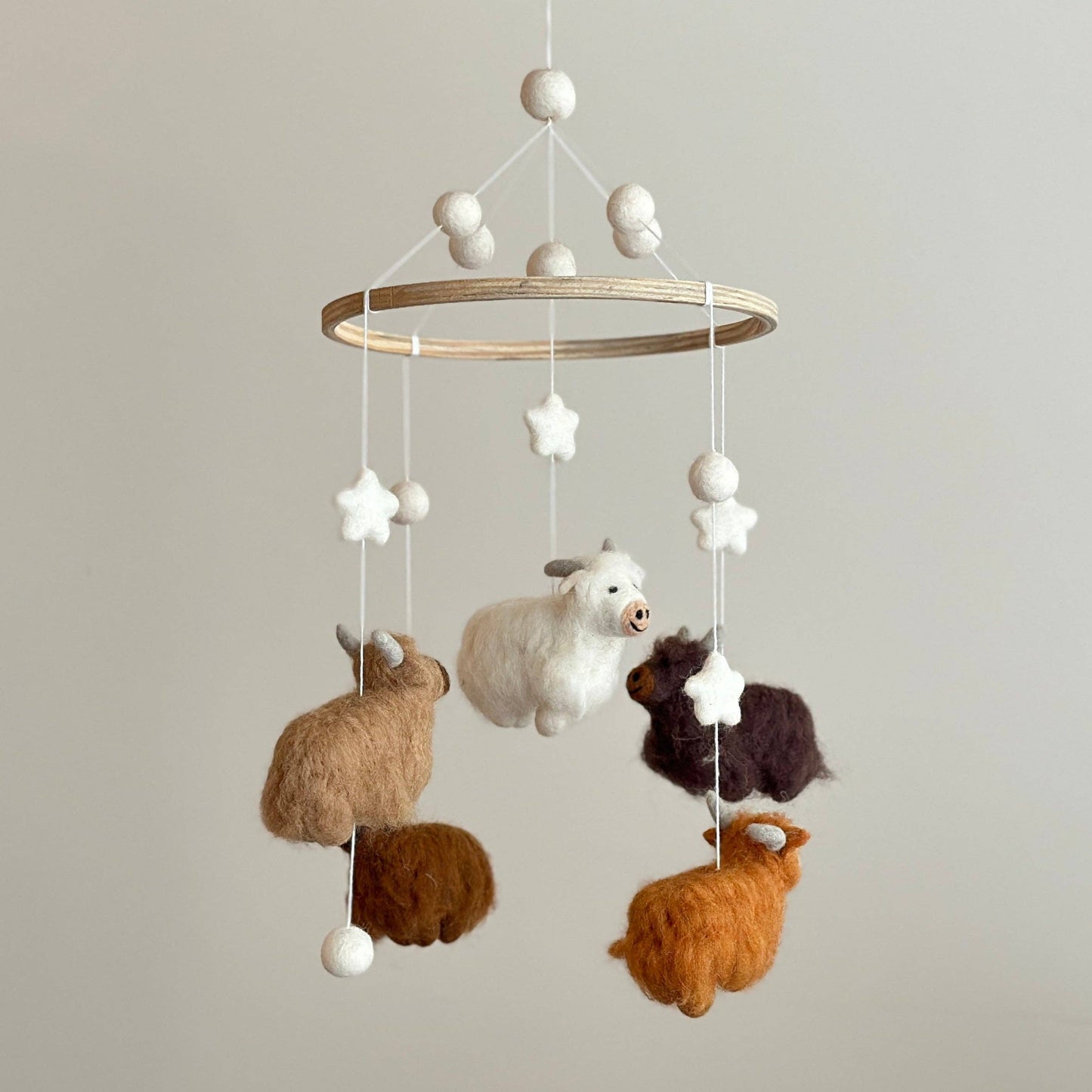 Highland Cow Felt Baby Mobile