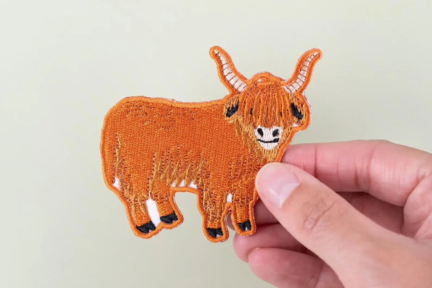 Highland Cow Embroidered Iron-On Patch
