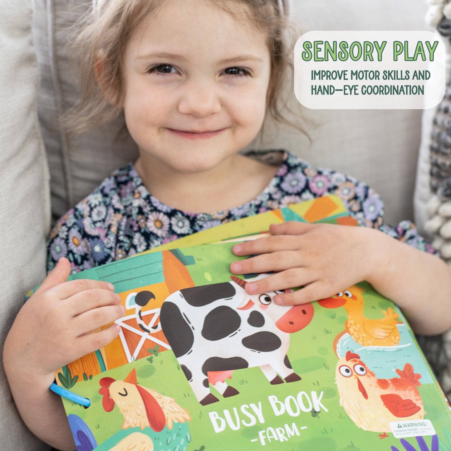 Farm Busy Activity Book for Toddlers w/ Zipper Pouch