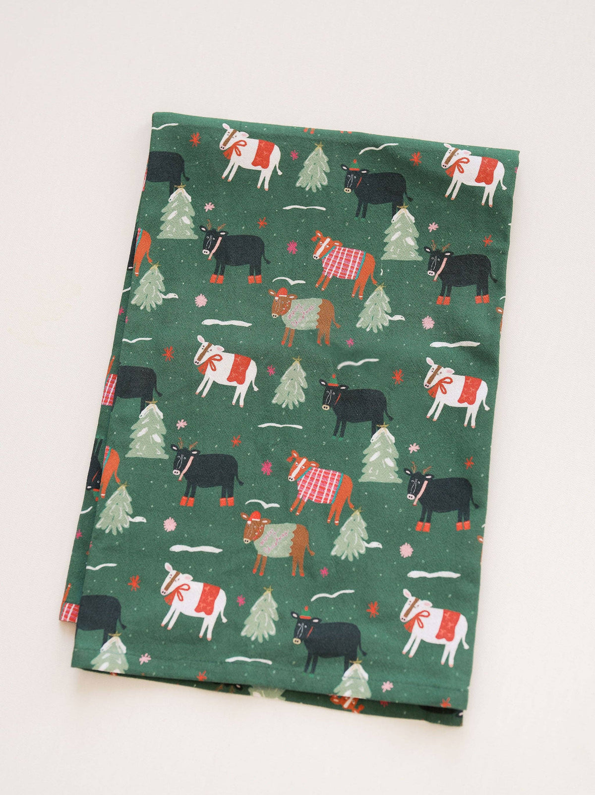 Christmas Cows Flour Sack Towel