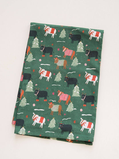 Christmas Cows Flour Sack Towel