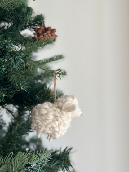 White Felt Sheep Ornament