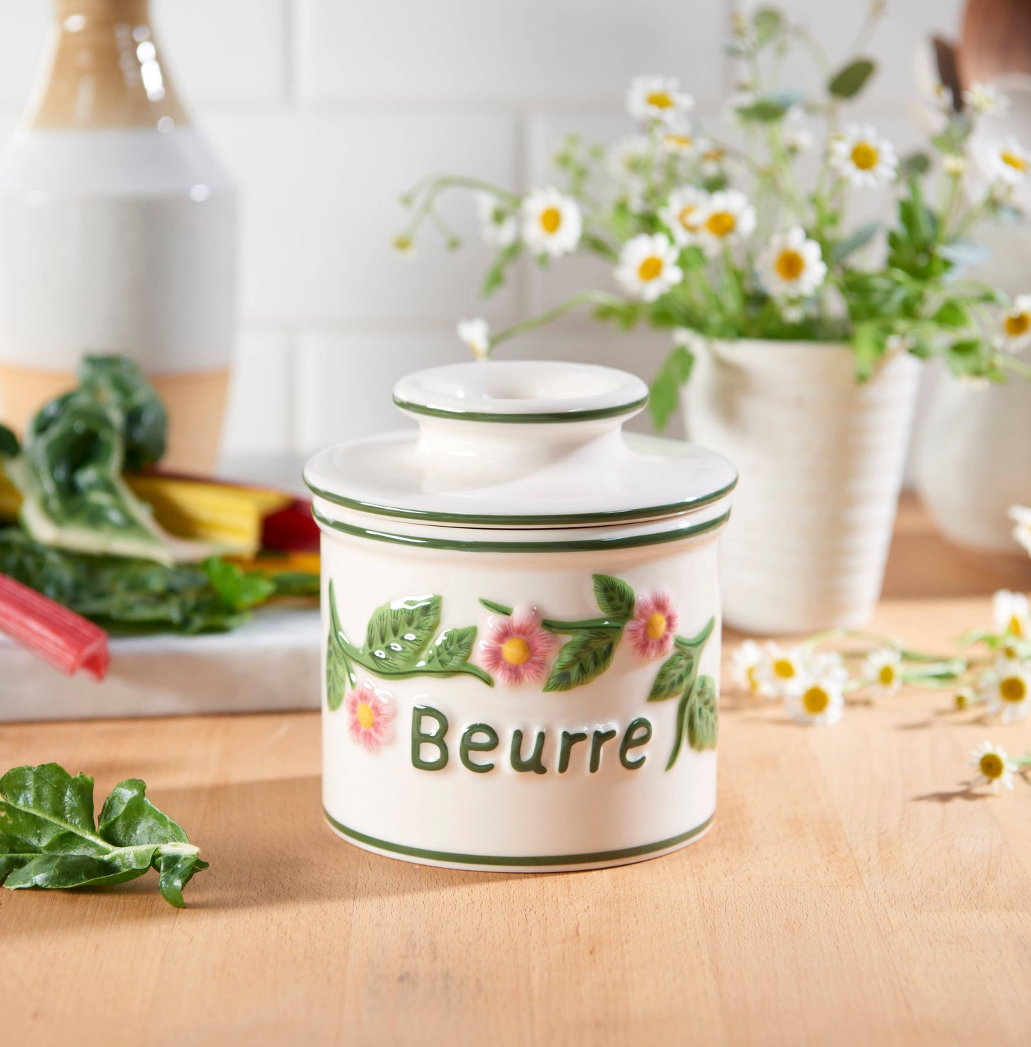The Original Butter Bell® Crock - Raised Floral