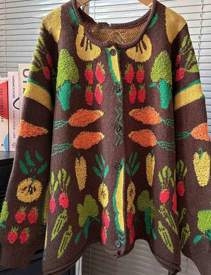 Veggie Garden Jacquard Button Cardigan