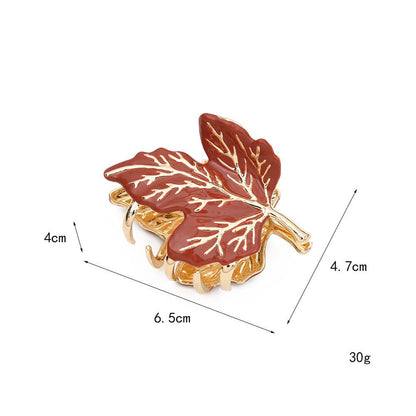 Autumn Maple Leaf Metal Hair Claws with Gold Accents