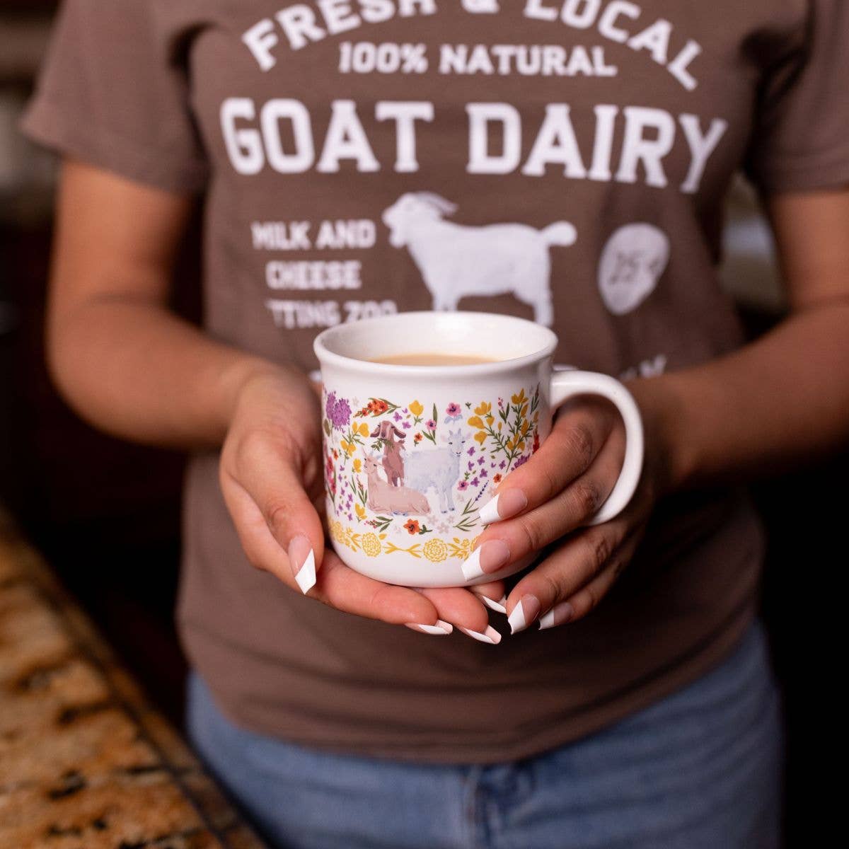 Goat Folk Floral Mug