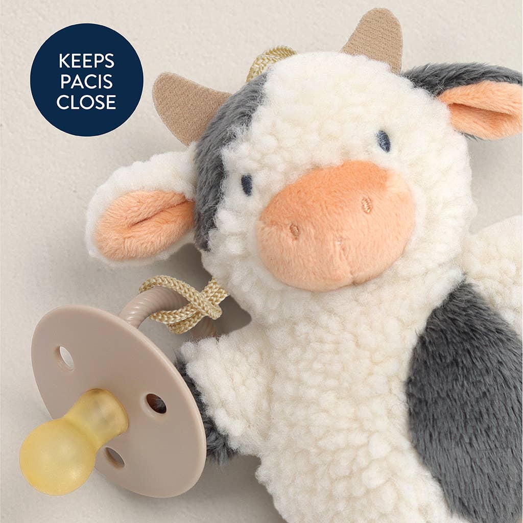 *NEW* Bitzy Pal Natural Rubber Pacifier & Plush Cow - American Farm Company