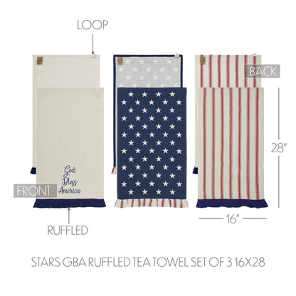 'God Bless America' Ruffled Tea Towel - Set of 3