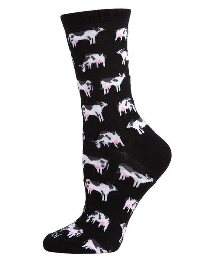 Holstein Cows Bamboo Blend Crew Socks