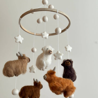Highland Cow Felt Baby Mobile