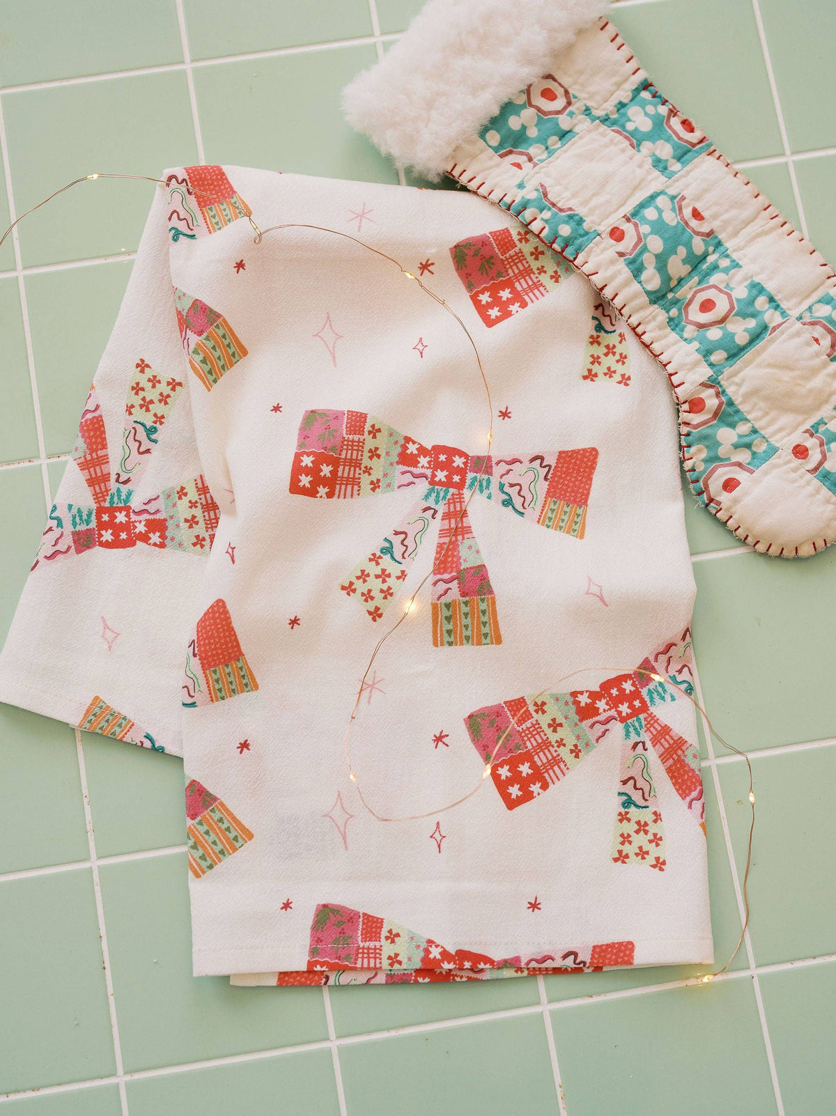 Patchwork Bows Flour Sack Towel