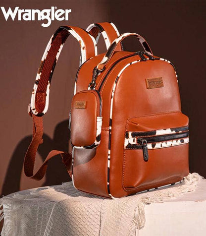 Wrangler Cow Print Brown Backpack