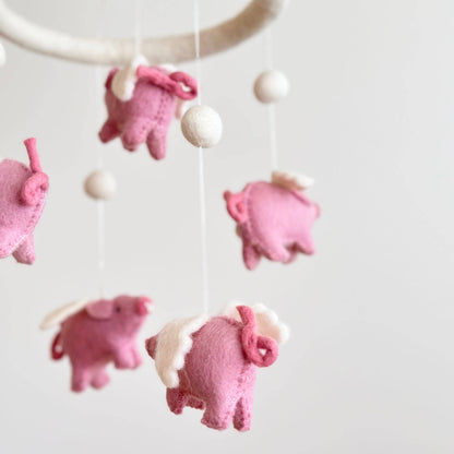 Flying Pig Felt Baby Mobile